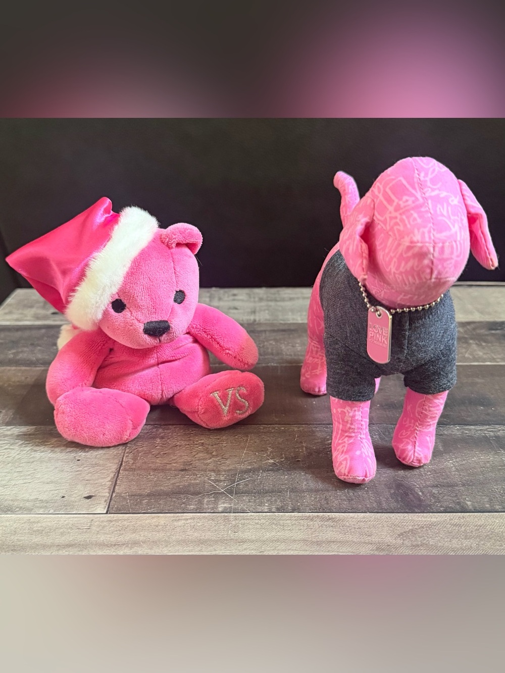 VICTORIAS SECRET Limited Edition Gund VS Plush Bear Xmas 7” & Dog Rock N Roll